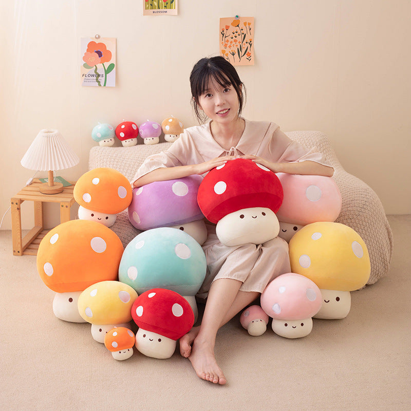 Cute mushroom figurines, cartoon colorful mushroom plush toys, large dolls, all mushroom series
