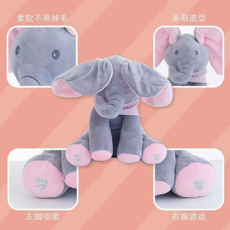 Hide-and-seek, singing elephant doll, soothing baby doll, early education children can sing, plush toy, a magic tool for soothing kids